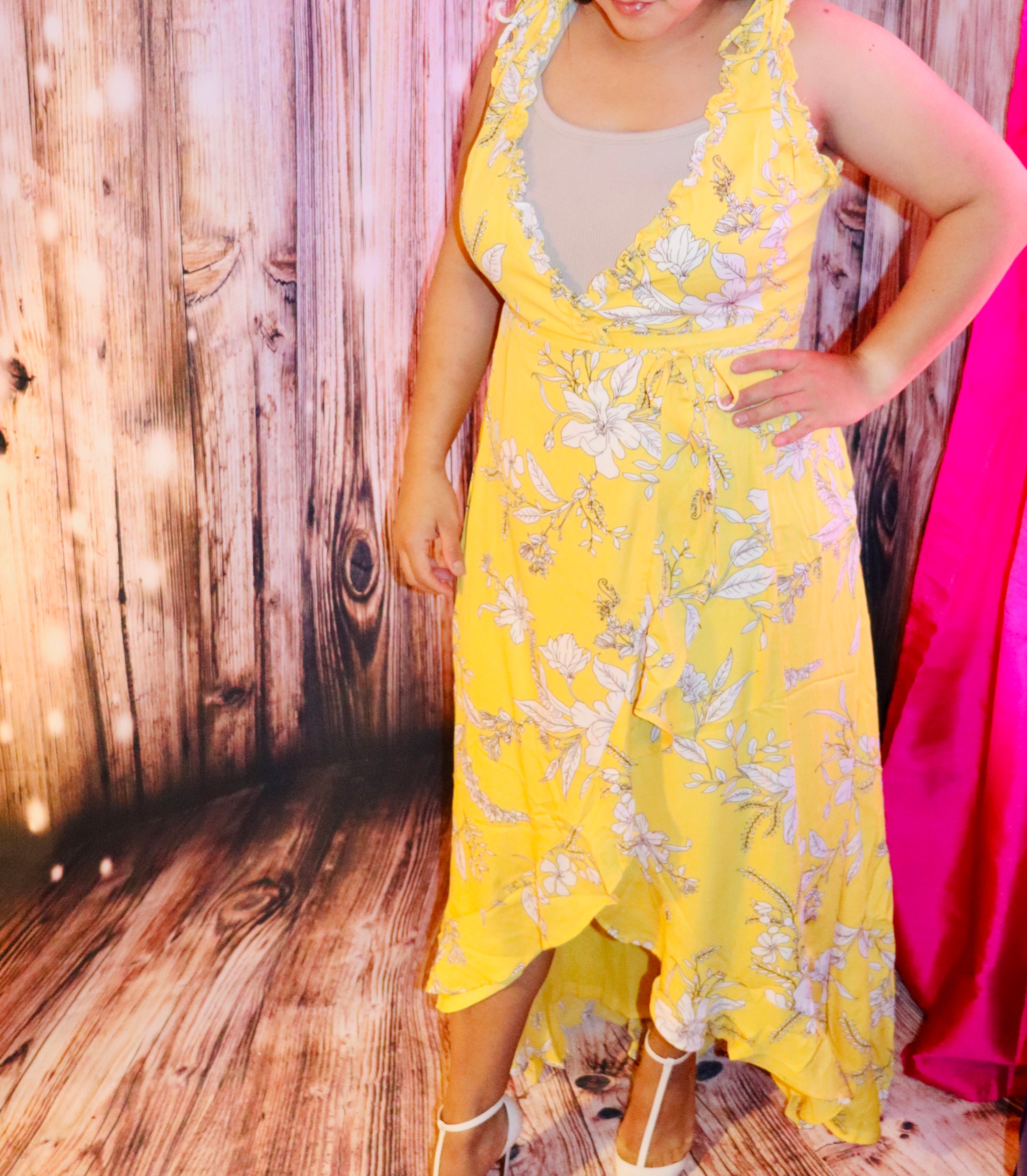 YELLOW FLORAL LONG DRESS