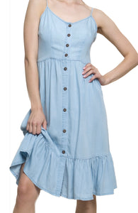 Denim Knee Length Cami Dress Light Blue