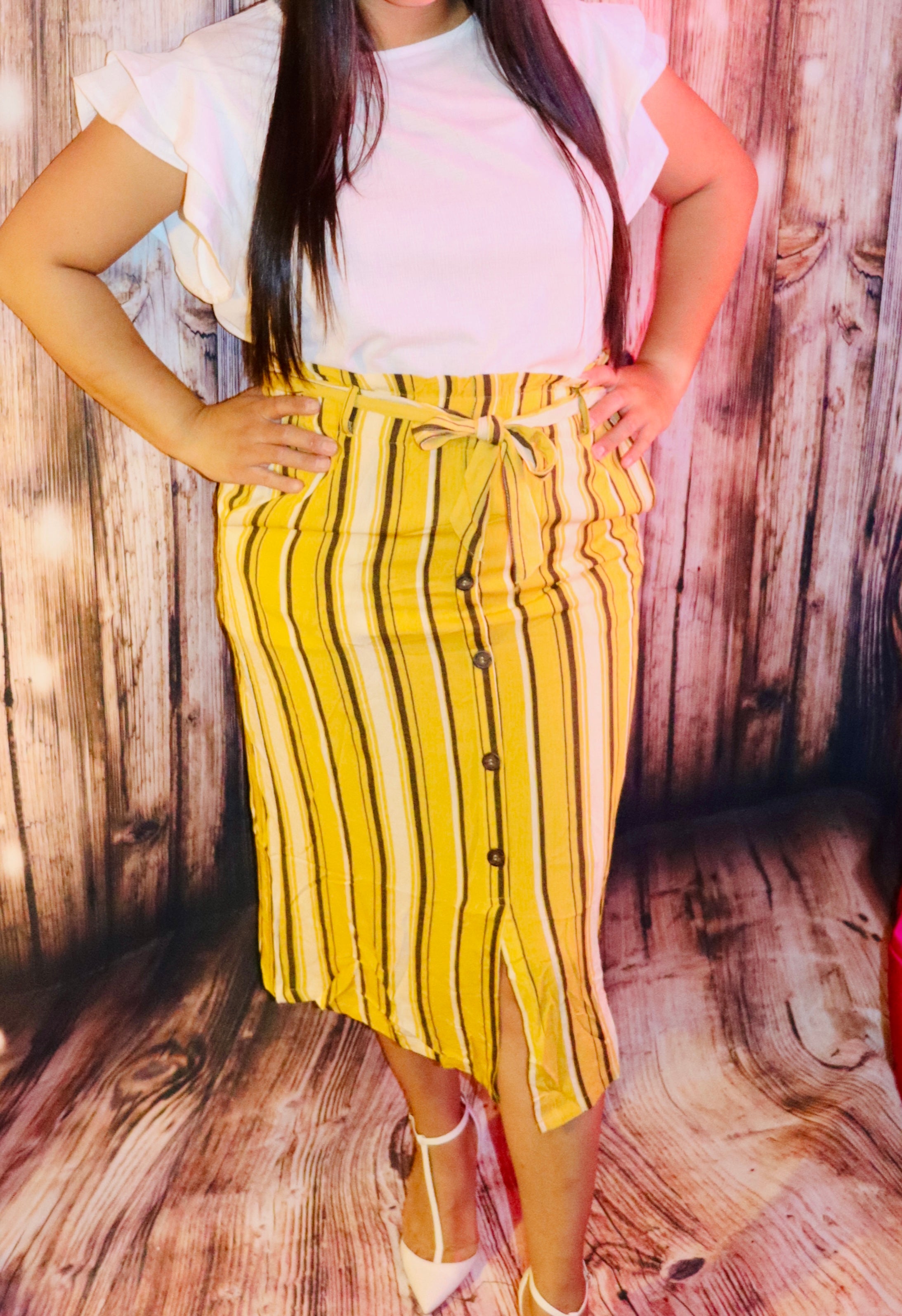 YELLOW BUTTON SKIRT