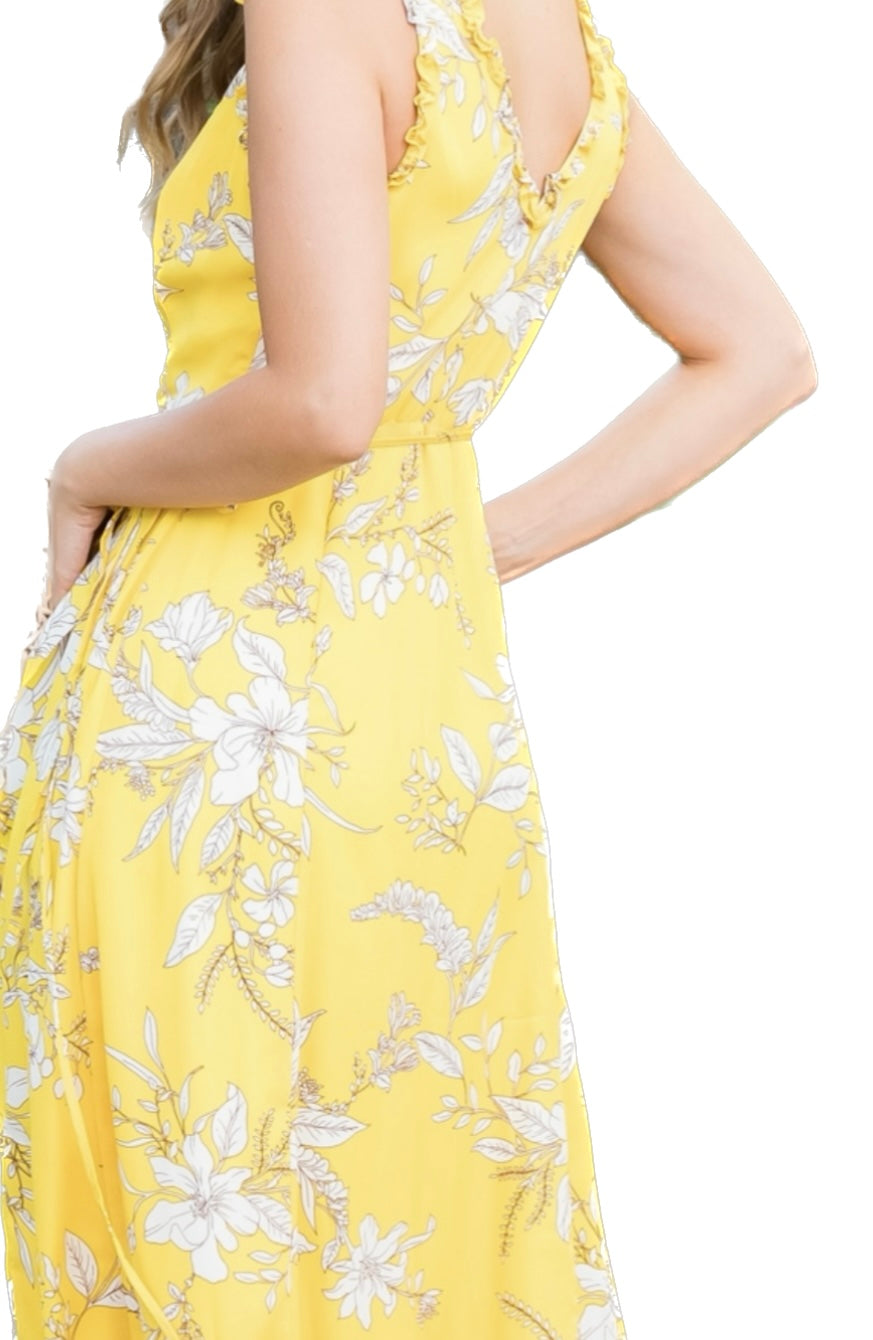 YELLOW FLORAL LONG DRESS