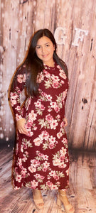 Long Sleeve burgandy maxi dress