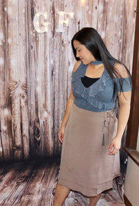 KNEE LENGTH MOCHA SKIRT