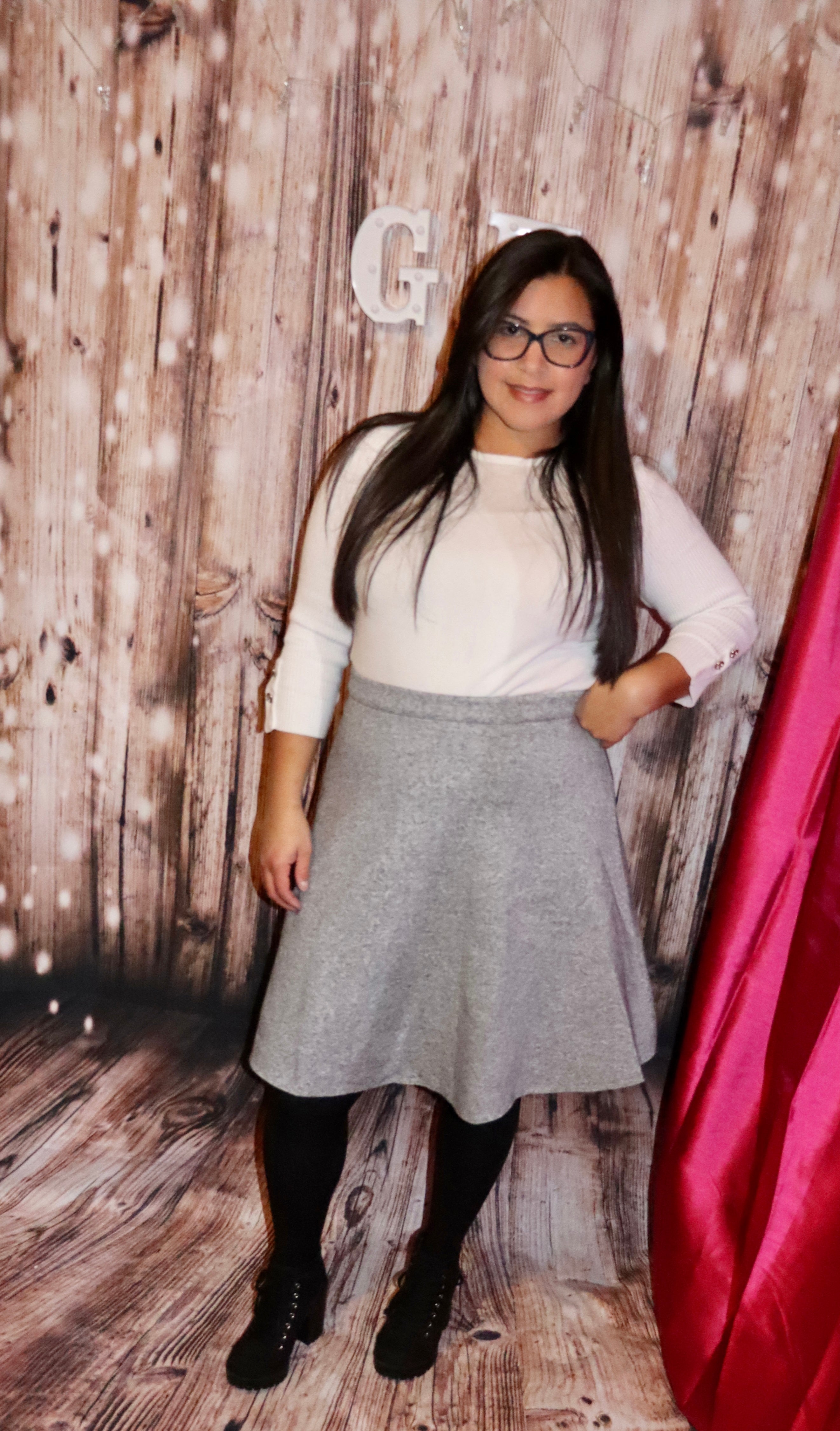 Grey A-Line Knee Length Skirt