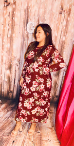 Long Sleeve burgandy maxi dress