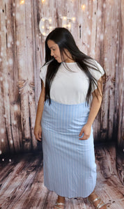 LIGHT BLUE STRIPE LONG SKIRT