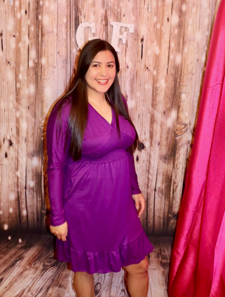 PURPLE KNEE LENGTH DRESS