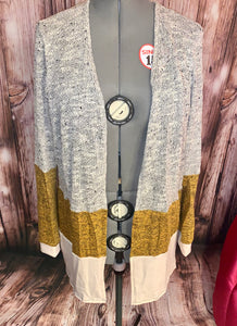 Mustard Cream & Silver Block Long sleeve Cardigan