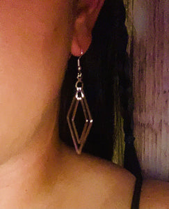 Double Triangle Shape Silver Earrings