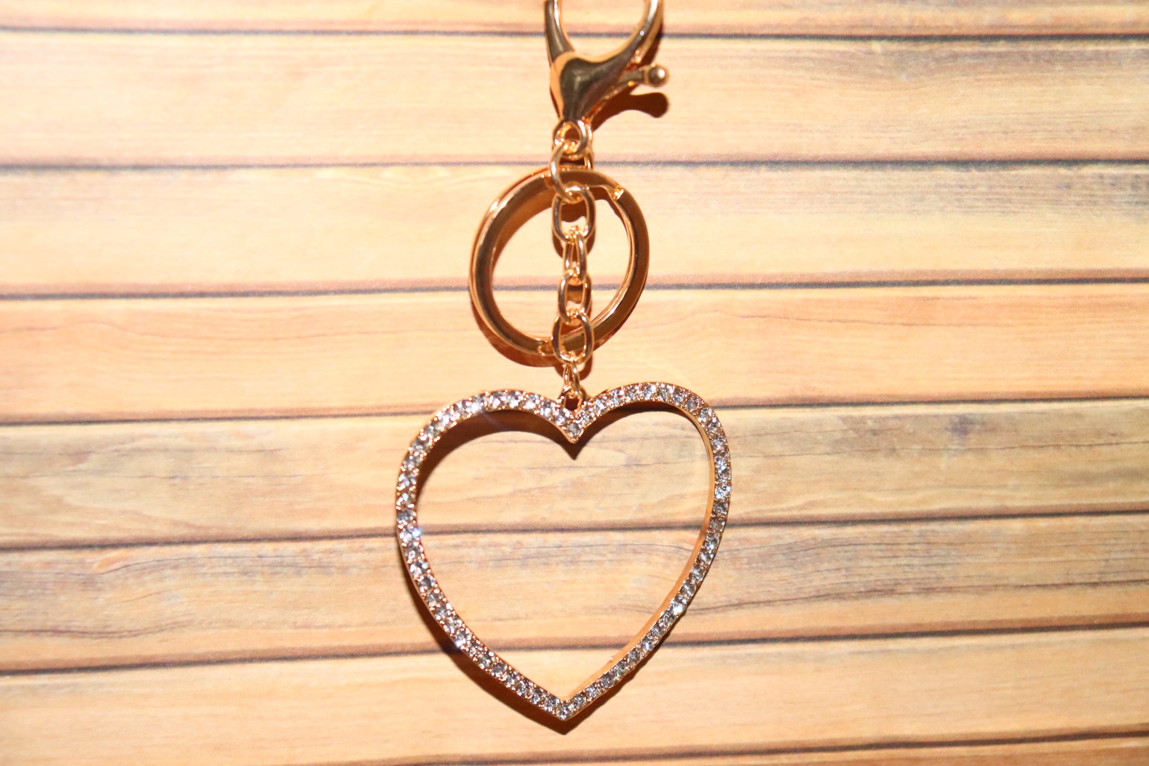 Rhinestones Heart Keychain