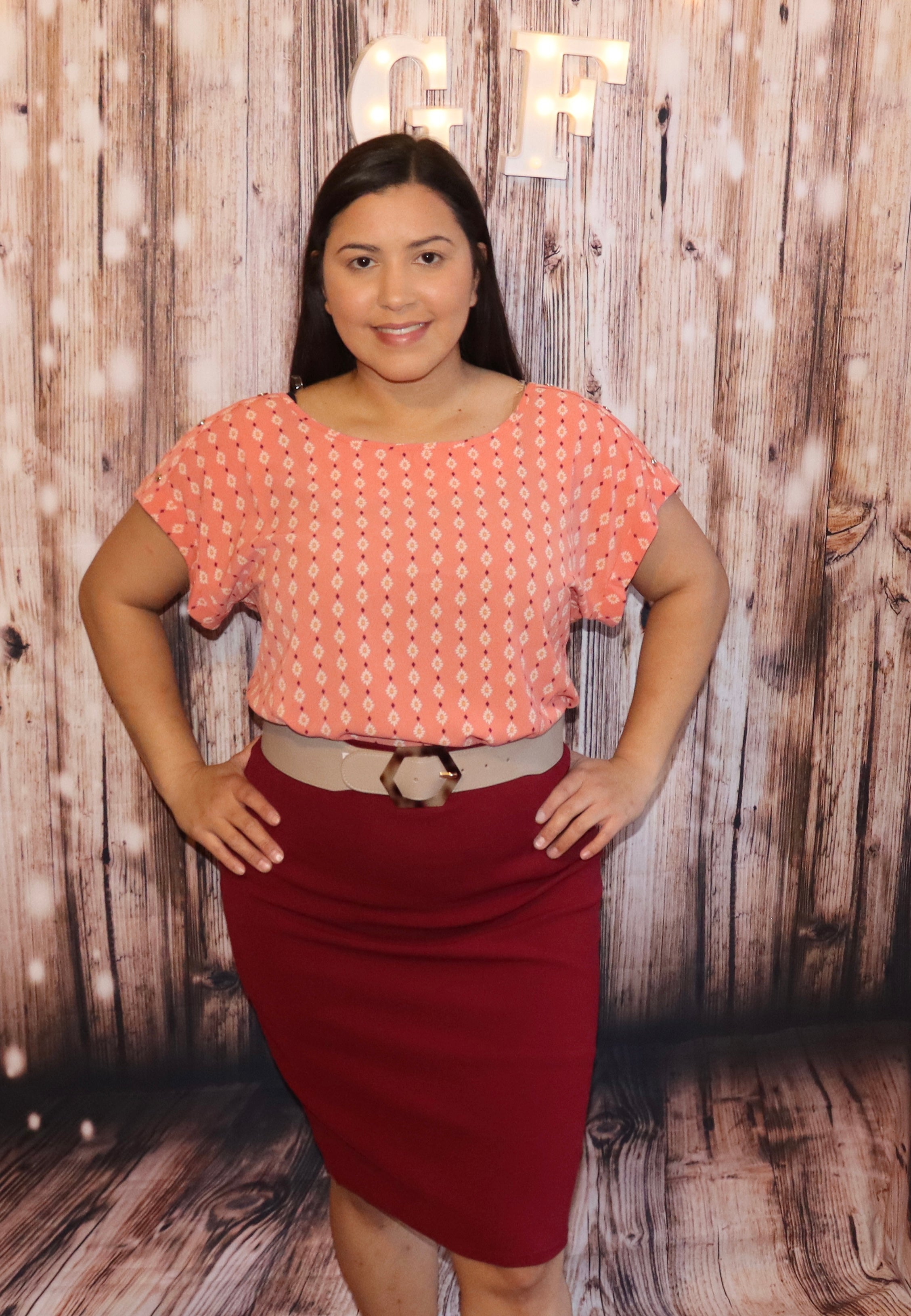 PEACH SHORT SLEVEE TOP