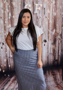 GRAY STRIPE LONG SKIRT