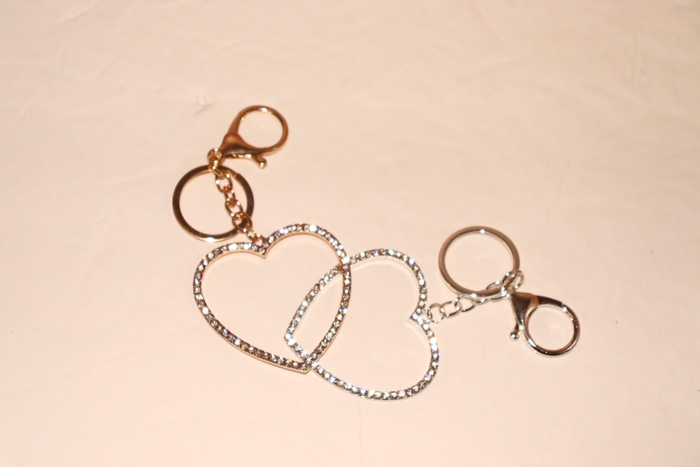 Rhinestones Heart Keychain