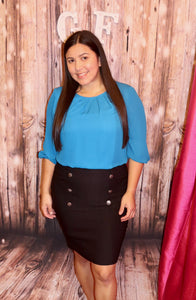 HIGH WAIST WITH NAUTICA BUTTONS MIDI PENCIL SKIRT