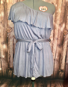 Grey One Side Shoulder Top