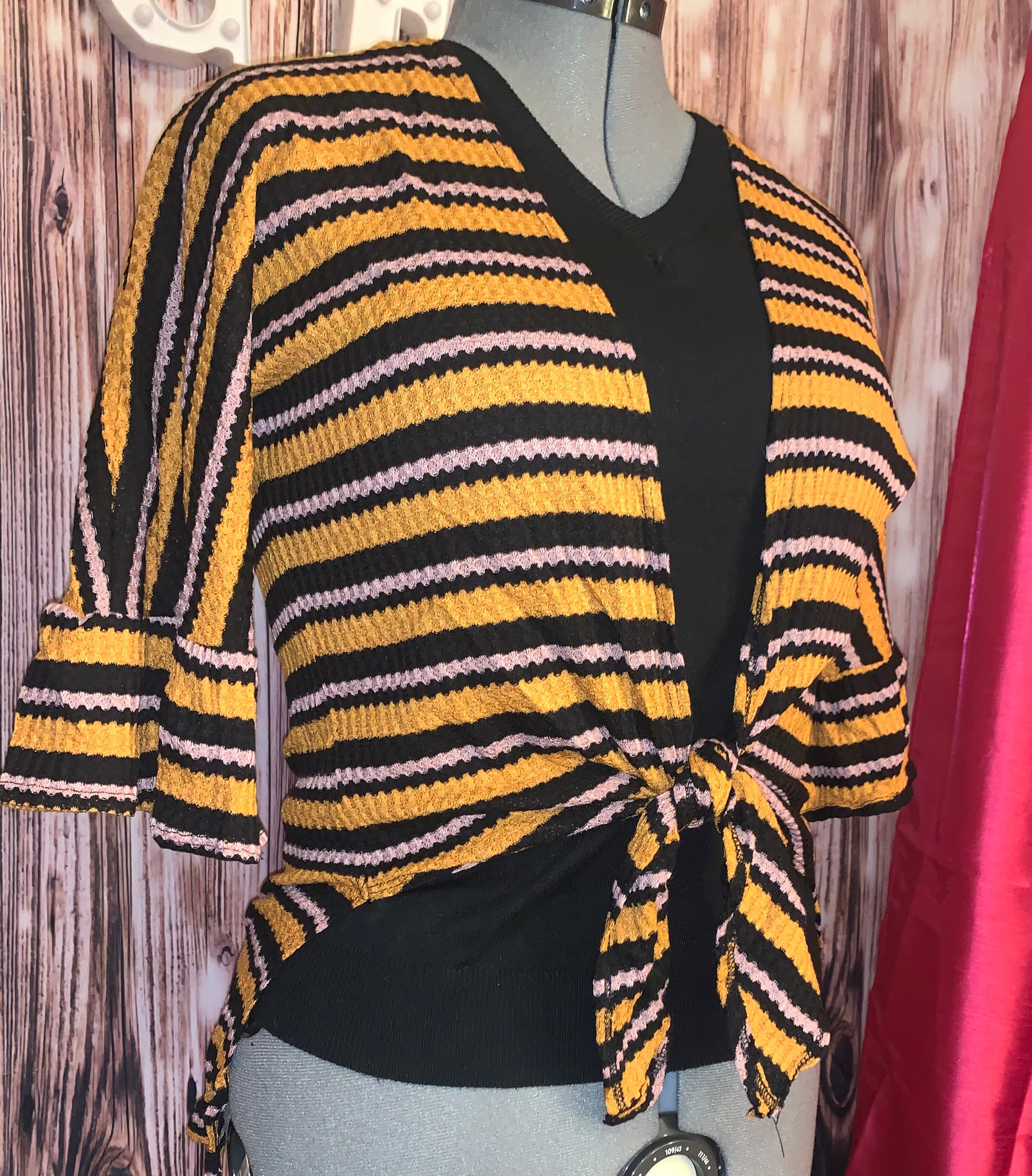 MUSTARD MULTI STRIPES CARDIGAN