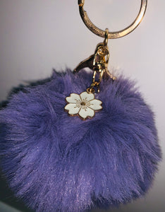 FLOWERS POMPOM KEYCHAIN