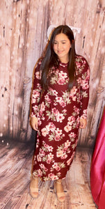 Long Sleeve burgandy maxi dress