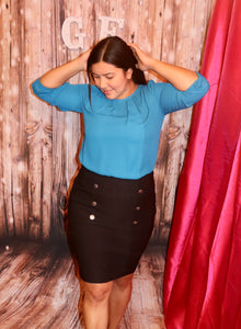 HIGH WAIST WITH NAUTICA BUTTONS MIDI PENCIL SKIRT