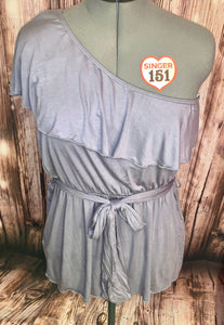 Grey One Side Shoulder Top