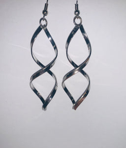 Twisted Long Silver Earrings