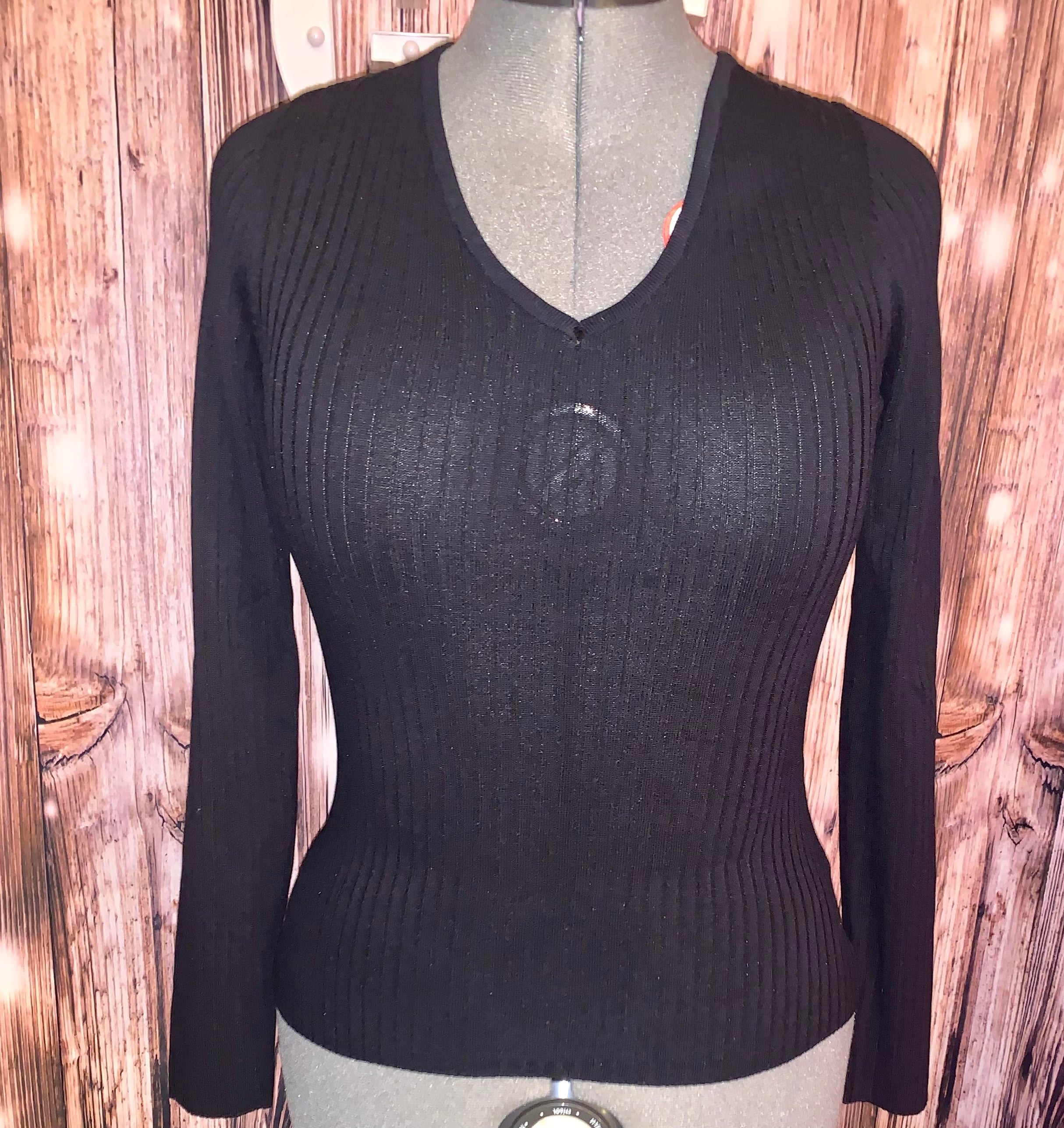 Black V Neck With cross tied Back Top