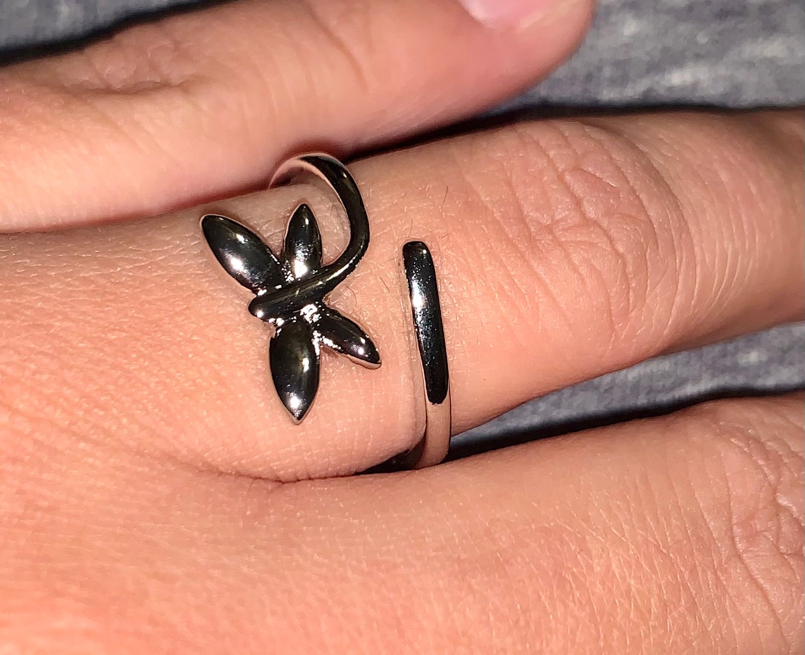 One Open Adjustable Stacking Ring- Butterfly Style