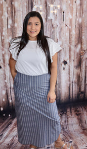 GRAY STRIPE LONG SKIRT