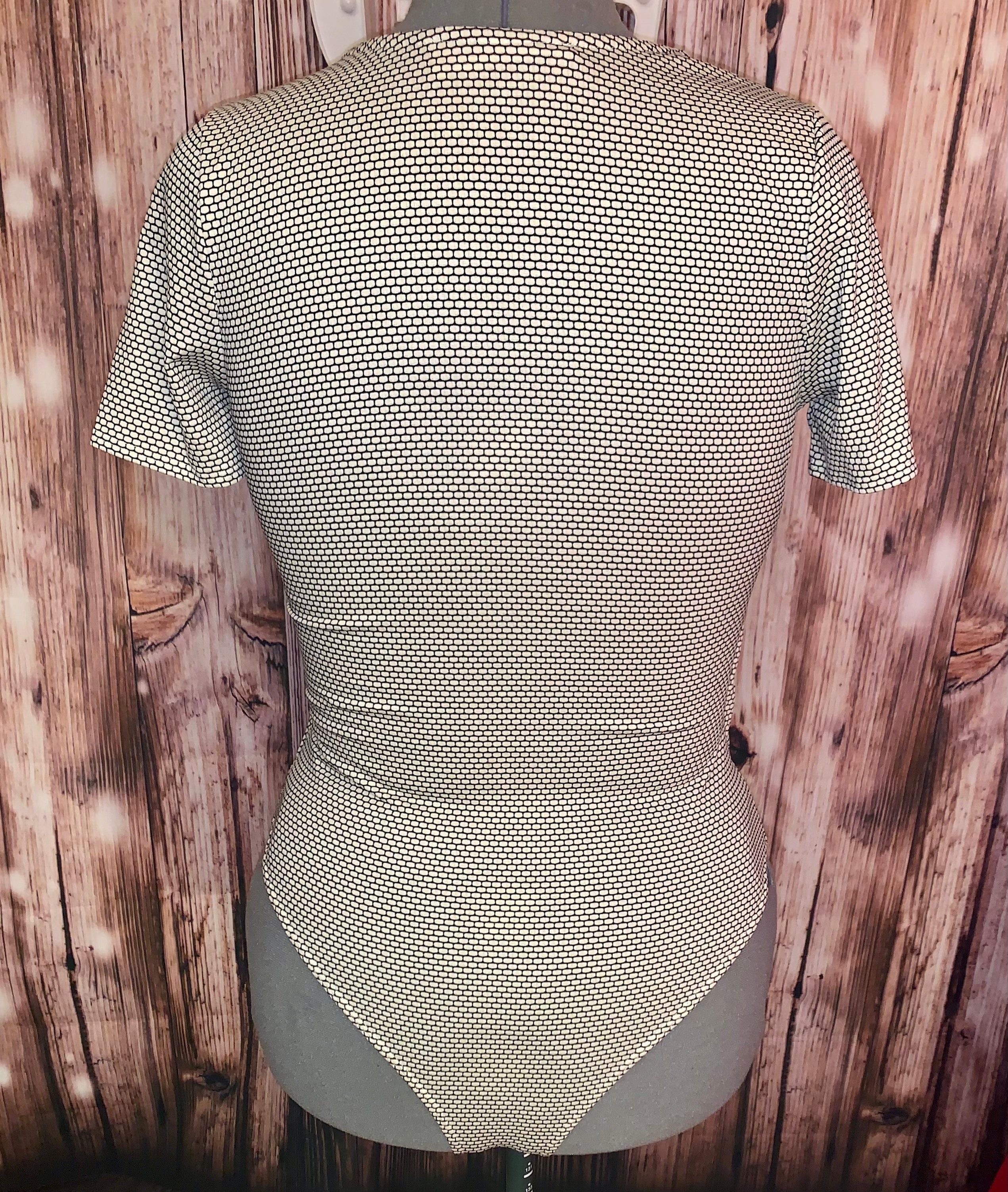 Ivory Black Geometric Print Bodysuit