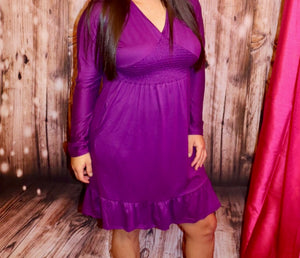 PURPLE KNEE LENGTH DRESS