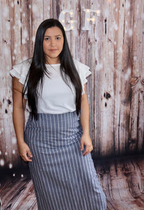 GRAY STRIPE LONG SKIRT