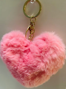 Heart Pompom Keychains