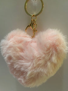 Heart Pompom Keychains