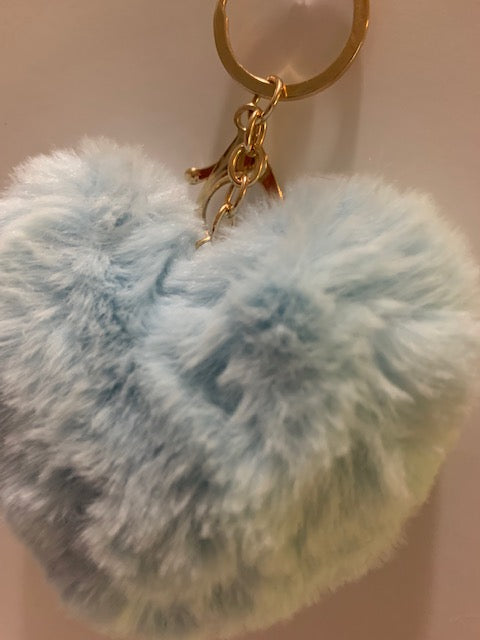 Heart Pompom Keychains