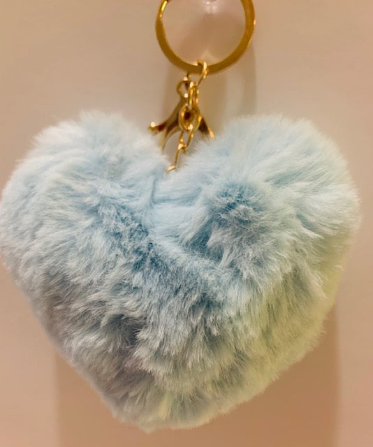 Heart Pompom Keychains