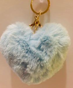 Heart Pompom Keychains