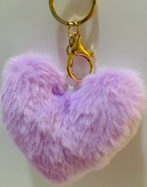 Heart Pompom Keychains