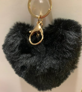 Heart Pompom Keychains